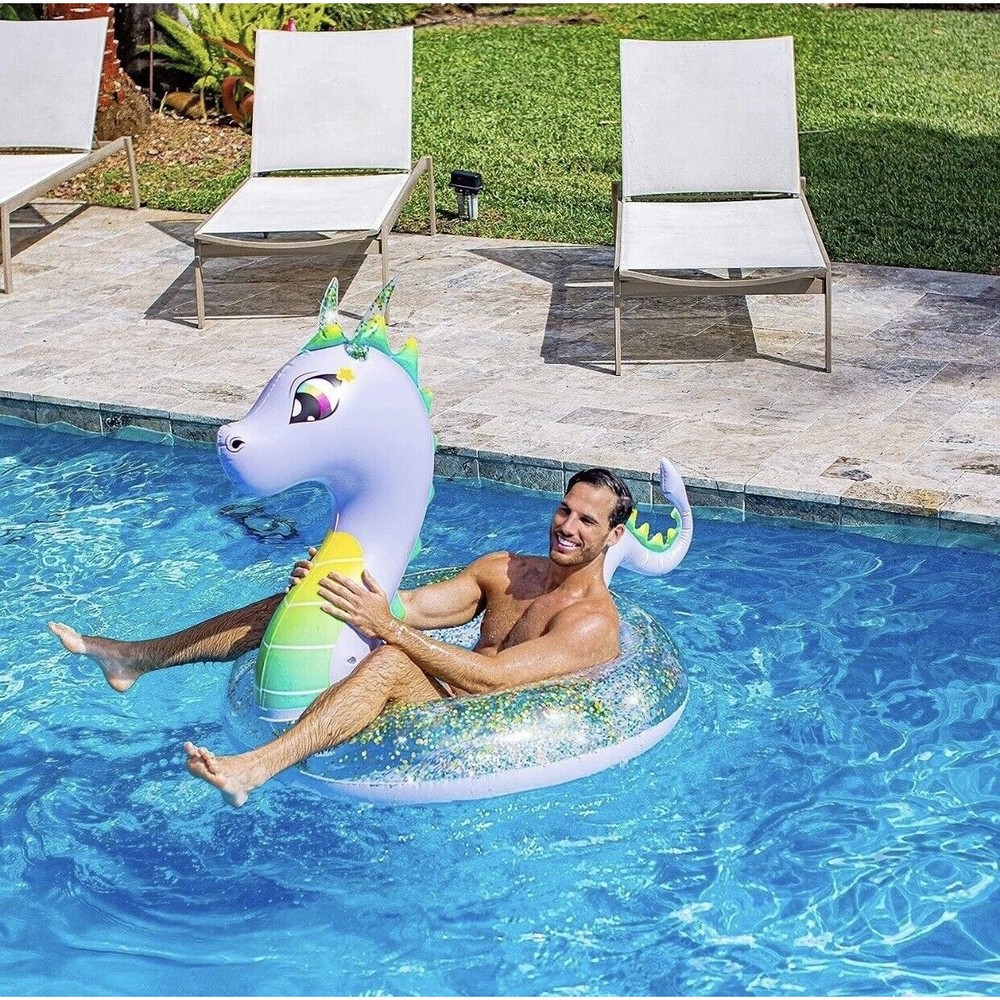 Pool Candy Glitter Dragon Large Pool Tube 40" Diameter New Summer Pool Floatie - Picture 6 of 7